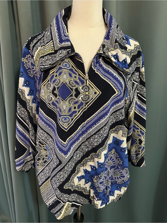 Zenergy by Chico's Tops - Zenergy Chico’s Women’s Size 3 Blue Paisley Quarter Zip Pullover Top Jacket XL